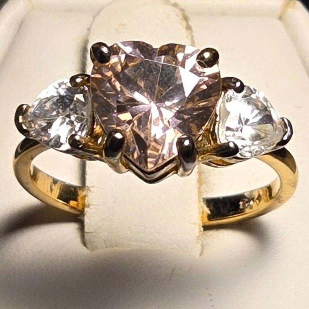 Baby Pink Heart Vintage Sterling Silver Ring Sz 8